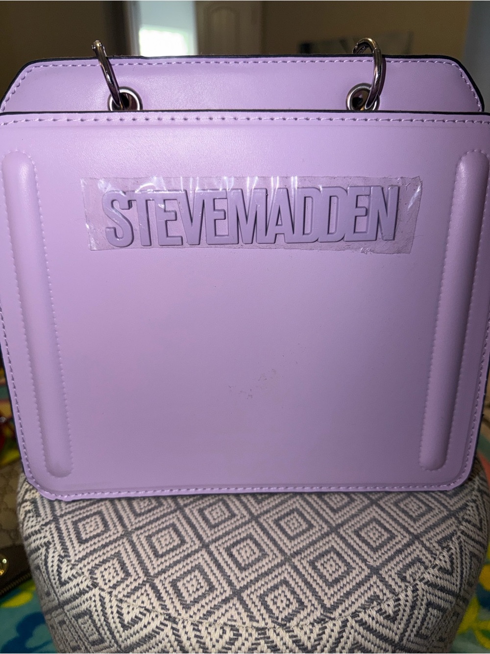 Steve Madden Lavender Box Shoulder Bag with Logo Panel